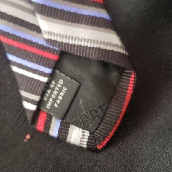 Express Design Studio Striped red blue Silk Tie Necktie - Picture 7 of 8